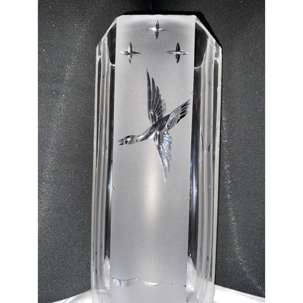 Strömbergshyttan BODA Crystal Vase Sweden Signed Thick Glass Large Vase VTG